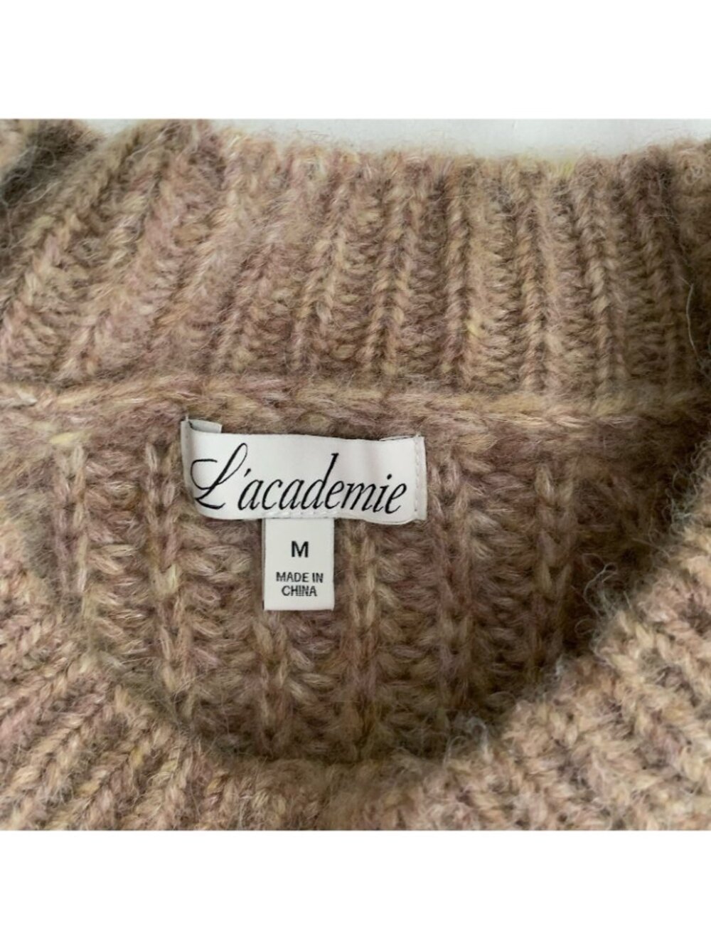 L’academie Medium Alpaca Wool Sweater Oversized Tan Brown Chunky Knit Soft - Picture 7 of 9